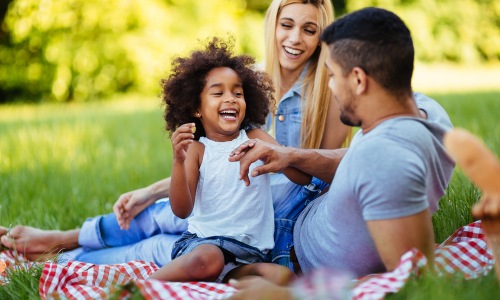 happy family having fun time on picnic